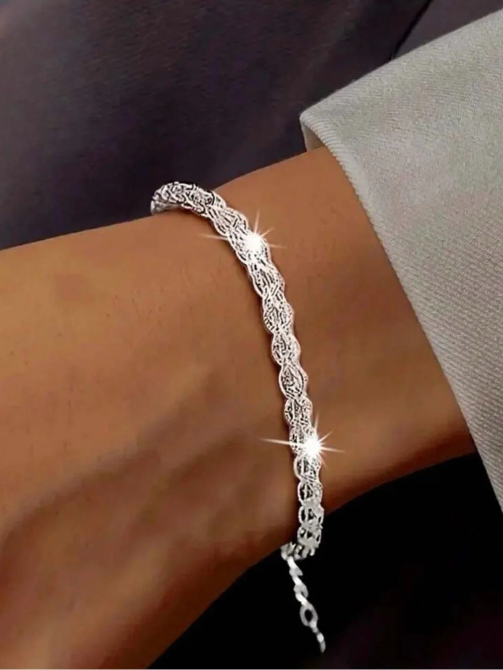 Sterling Silver 925 Braided Bracelet ✨